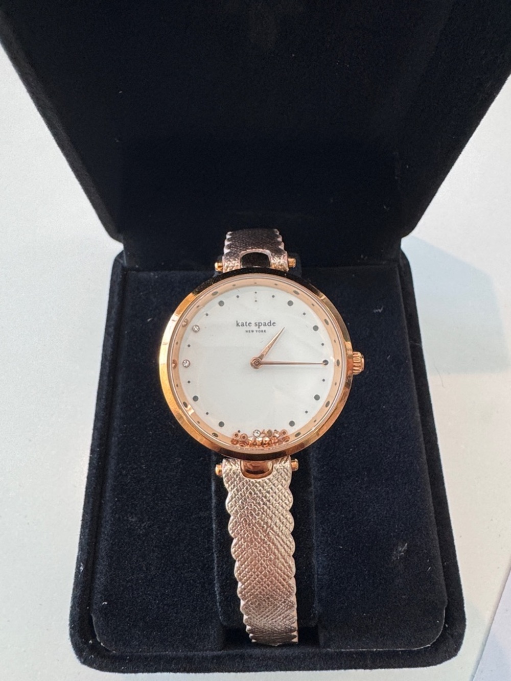 kate spade Rose Gold Case Watch with Beige Scalloped Strap